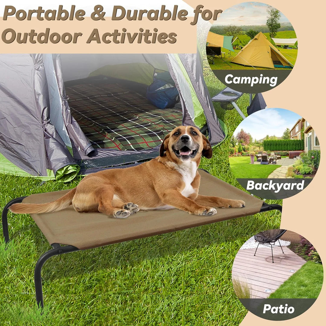 Elevated Cooling Dog Bed for Medium Breeds, 43.5"L x 25.5"W x 7.8"H, Brown