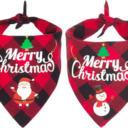 2 Pack Dog Bandana Christmas Classic Plaid Pet Scarf Triangle Bibs Kerchief Merry Christmas Red Santa Snowman Bandana for Medium Large Dogs Pets (Large)
