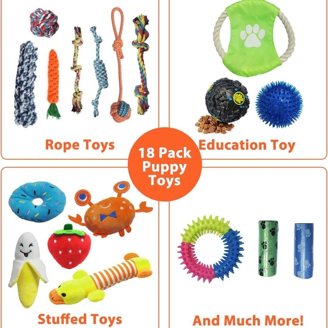 18Pcs Dog Toys Puppy Toys Rope Toys Braided Rope Chew Play Toys Teething Toys