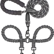 Dual Dog Leash - 360° Swivel, No Tangle Walking Leash with Shock Absorbing Bungee for Two Dogs (Large, 25-150 Lbs, Black)
