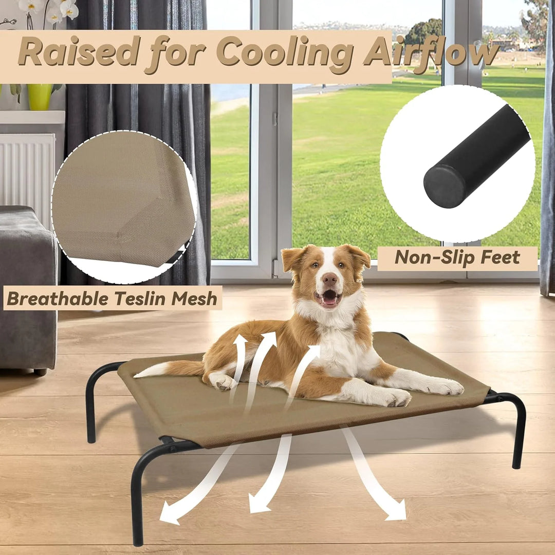Elevated Cooling Dog Bed for Medium Breeds, 43.5"L x 25.5"W x 7.8"H, Brown