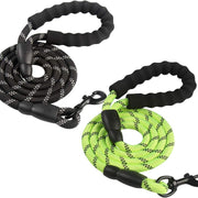 5 FT Heavy Duty Dog Leash Set with Padded Handle and Reflective Design for Medium to Large Dogs - 2 Pack