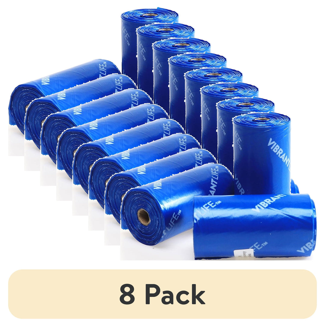 (8 Pack)  Dog Poop Bags, Leak Proof, Strong Waste Bag for Dogs, 15 Count