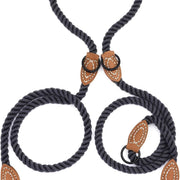 Dual Dog Leash, Double Dog Leash, 360 Swivel No Tangle Walking Leash, Hands Free Leash W Leather Tailored Connection, Double Rope Leash for Two Dogs (Blue Green, 8FT)