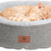 Cat Beds for Indoor Cats,Kitten Bed,Dog Bed for Extra Small Dogs Breeds,Puppy Kennel Bed, Comfy Durable Pet Sleeping Bed, Washable Roun Cat Bed & Non-Slip Bottom, Size 18