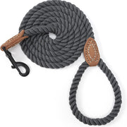 Dog Leash, Braided Cotton Rope Leashes with Leather Tailor Tip with Leather Tip - Heavy Duty Metal Clasp, 4FT, 1/2