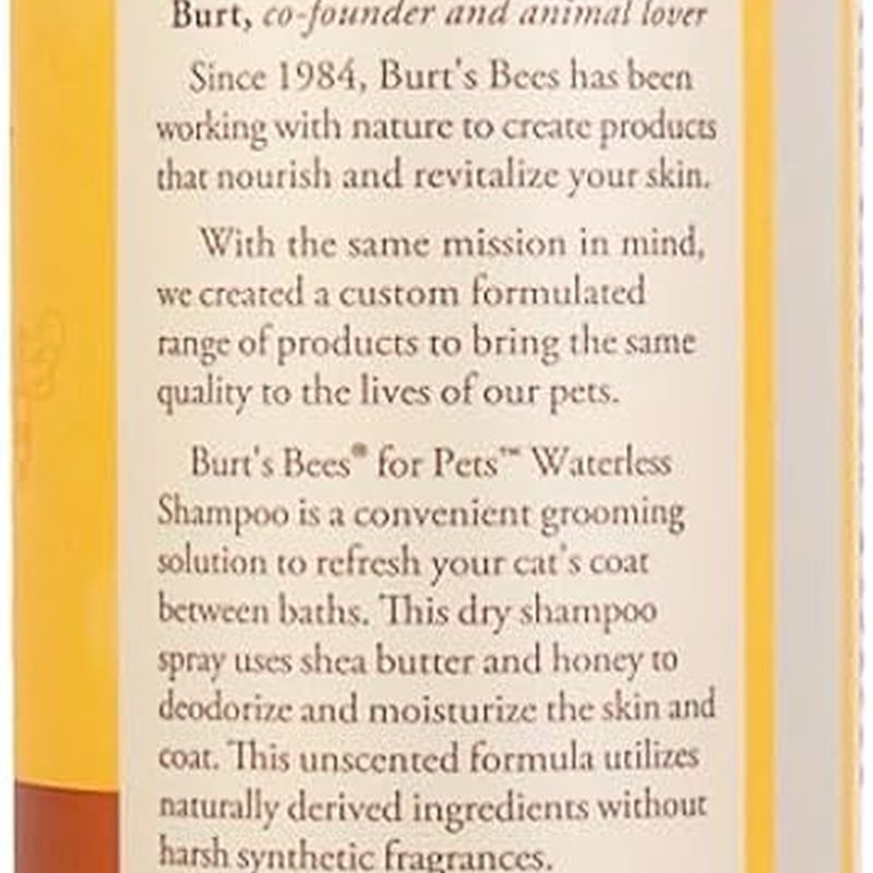 Waterless Cat Shampoo with Shea Butter and Honey - No Rinse Dry Shampoo for Kittens and Indoor Cats, Gentle Grooming Solution, 10 Fl Oz