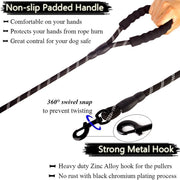 5 FT Heavy Duty Dog Leash Set with Padded Handle and Reflective Design for Medium to Large Dogs - 2 Pack