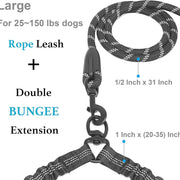 Dual Dog Leash - 360° Swivel, No Tangle Walking Leash with Shock Absorbing Bungee for Two Dogs (Large, 25-150 Lbs, Black)